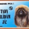 Barevná cedulka Pozor pes, Pekinéz
