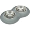 Set nízkých nerez misek v silikonovém prostírání,  × 0.4 l/ø 16 cm/40 × 5 × 23 cm, šedá