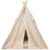 Teepee BOHO s polštářem, 55 x 65 x 55 cm, bavlna, béžová